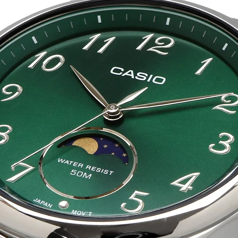 Casio Enticer Moon Phase Green Dial Men's Watch- MTP-M110D-3AV